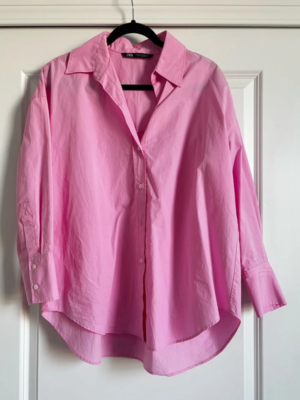 Zara Bright Pink Cotton Button-Up Shirt size small - Picture 8 of 8